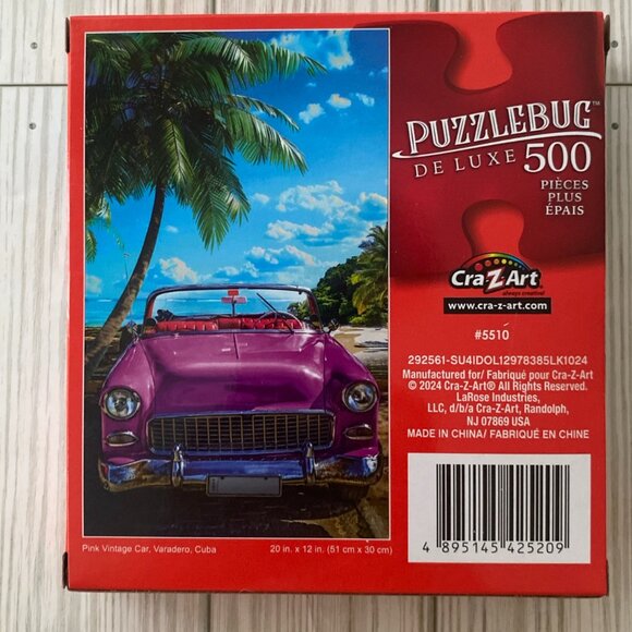 3/$10 500 Piece Puzzle "PINK VINTAGE CAR, VARADERO, CUBA" - Picture 2 of 2